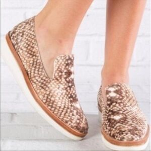 Free People Snakeskin Velvet Loafers Size 41